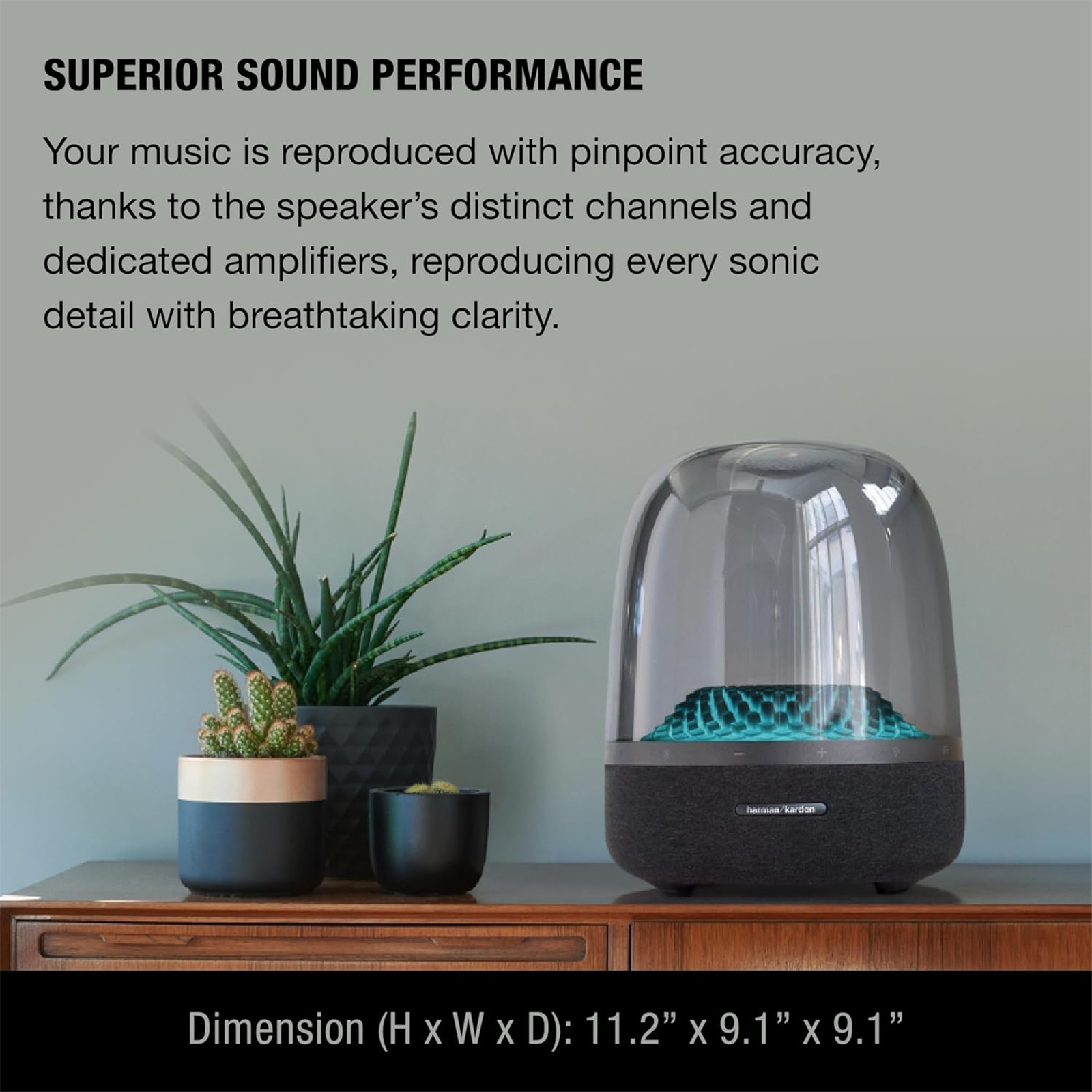 Harman Kardon Aura Studio 4 130W Bluetooth Home Speaker - Black Superior 360 Room-Filling Sound Performance - 5 Diamond-Effect Lighting Themes - Made with Recycled Materials