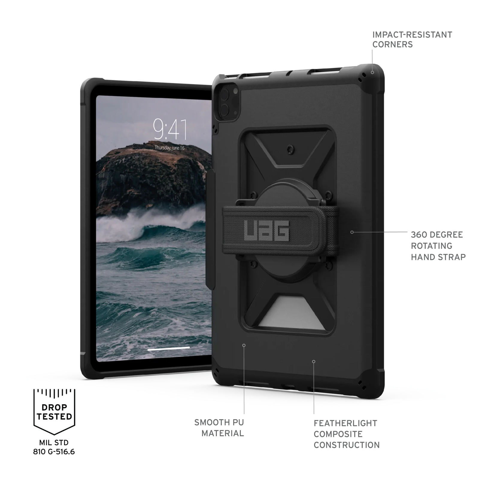Urban Armor Gear Metropolis  Series Case for  iPad  Pro  11" (  M5 /M4 ) with Hand Strap  - Black