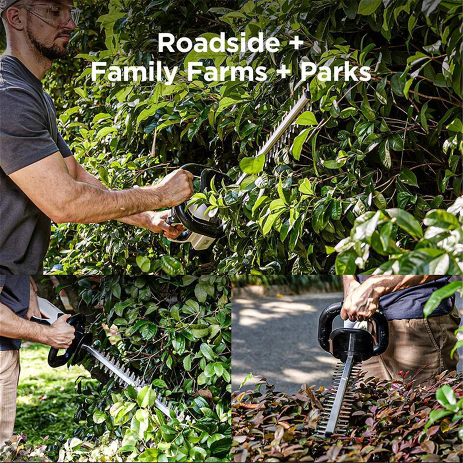 Litheli Hedge Trimmer with 2.0Ah Battery Pack, Brushed Motor 270° D-shape handle for ease-of use, Laser-cut steel blade for smooth and efficient cutting