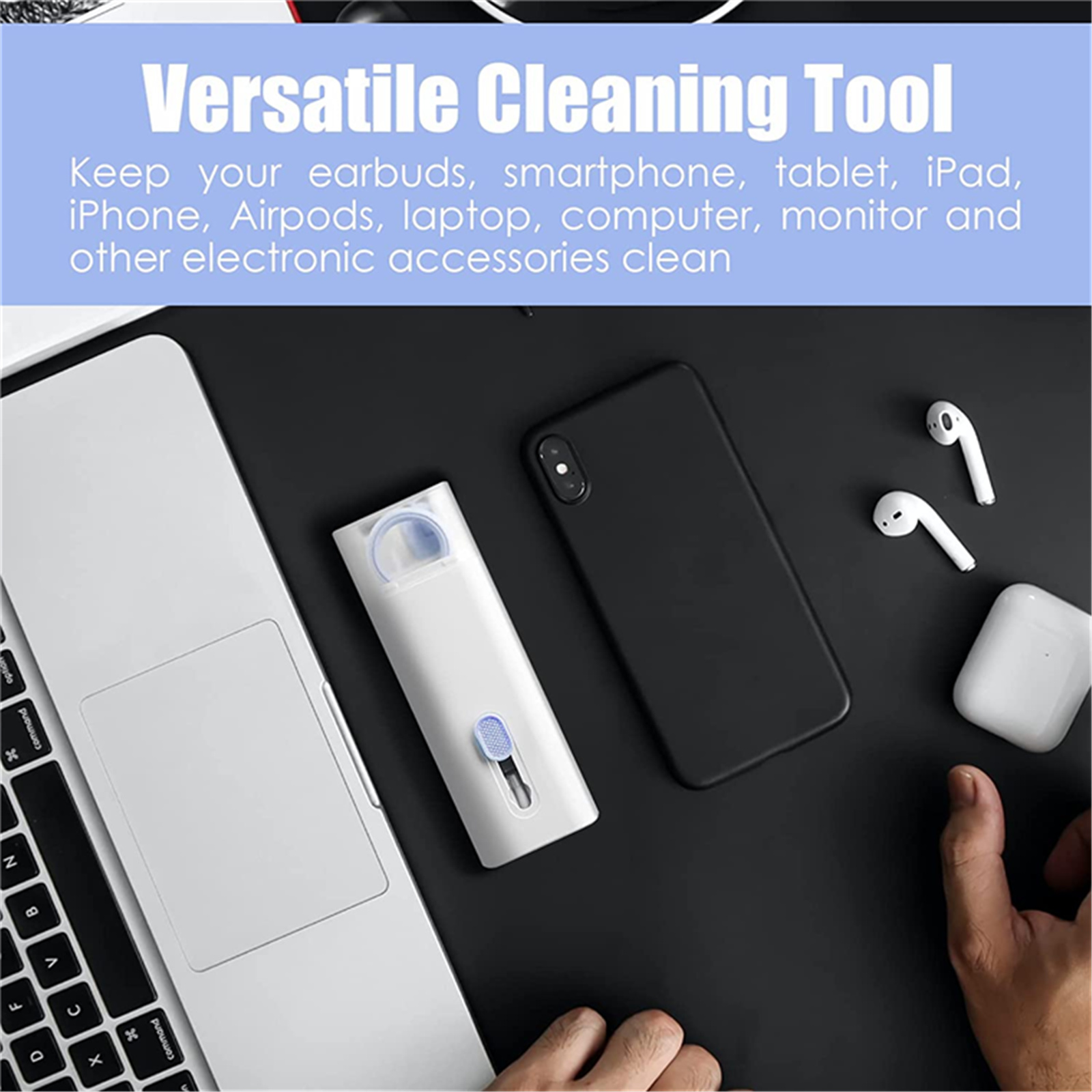 7-in-1 Q6E Multifunctional Cleaner Kit (Blue), For Airpods 3/2/1/Pro, Samsung Sony Beats Headphone, Mobile Phone, Laptop, Camera, Gaming Keyboard