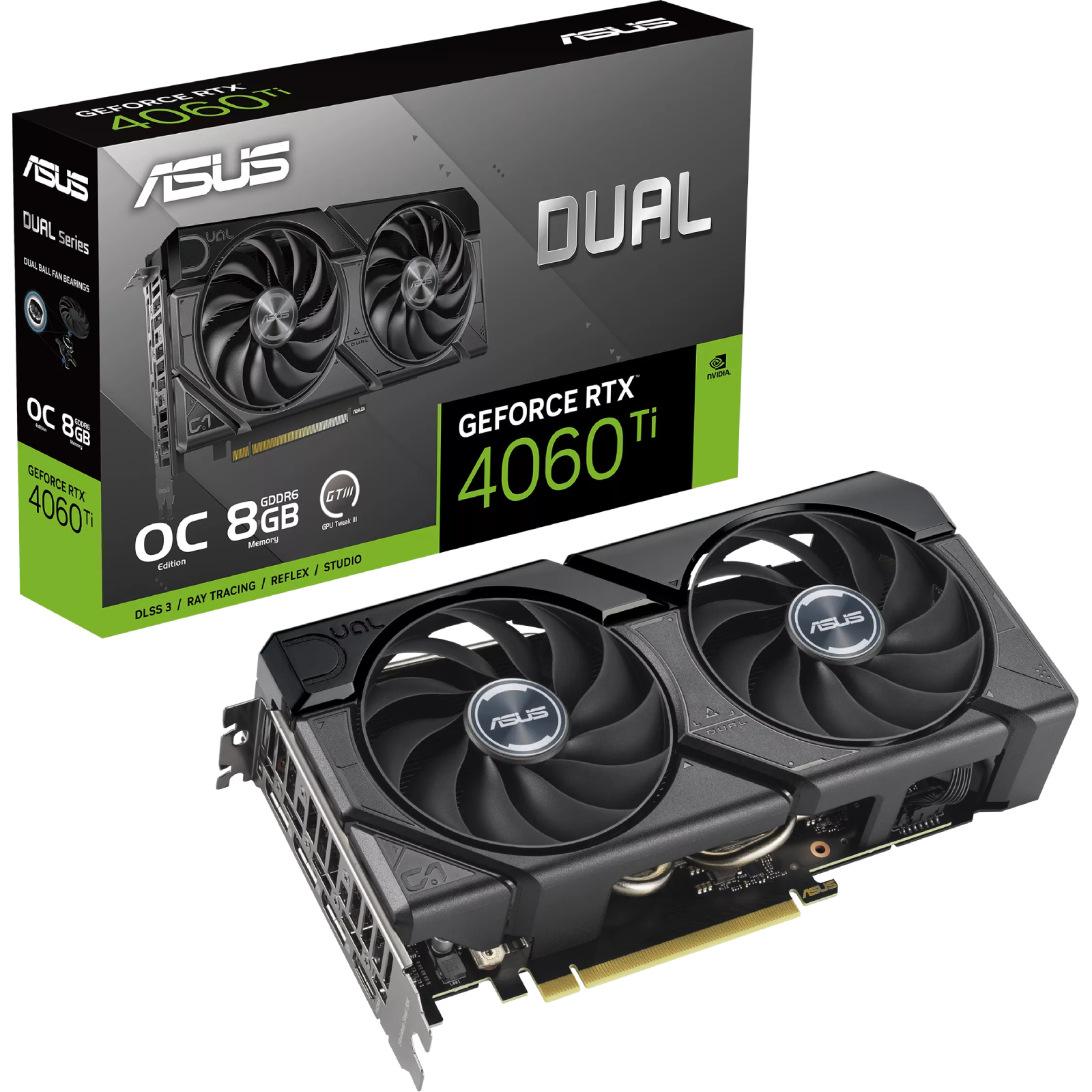 ASUS NVIDIA GeForce RTX 4060 Ti DUAL EVO OC 8GB GDDR6 Graphics Card  Slot 1x Pin Power Minimum 650W PSU