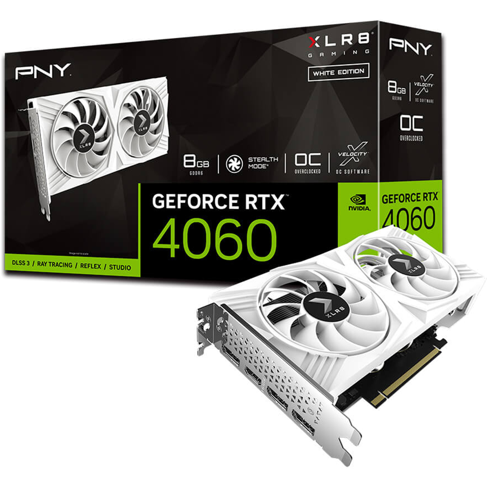 Buy the PNY NVIDIA GeForce RTX 4060 XLR8 WHITE 8GB GDDR6 Dual Fan Dual Slot  VCG40608DFWXPB1-O online