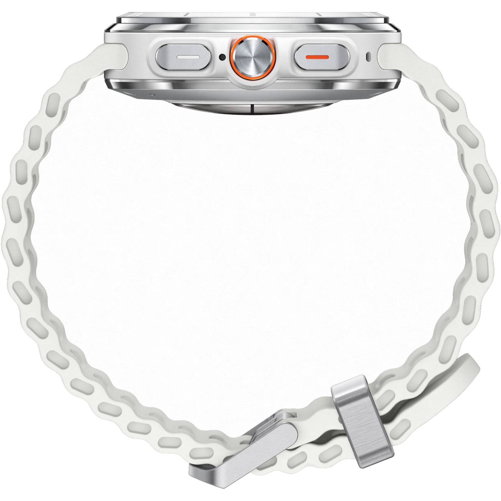 Samsung Galaxy Watch Ultra (2025) - Titanium White with White Marine Loop & Silicone Galaxy Watch Ultra Strap - Orange Combo
