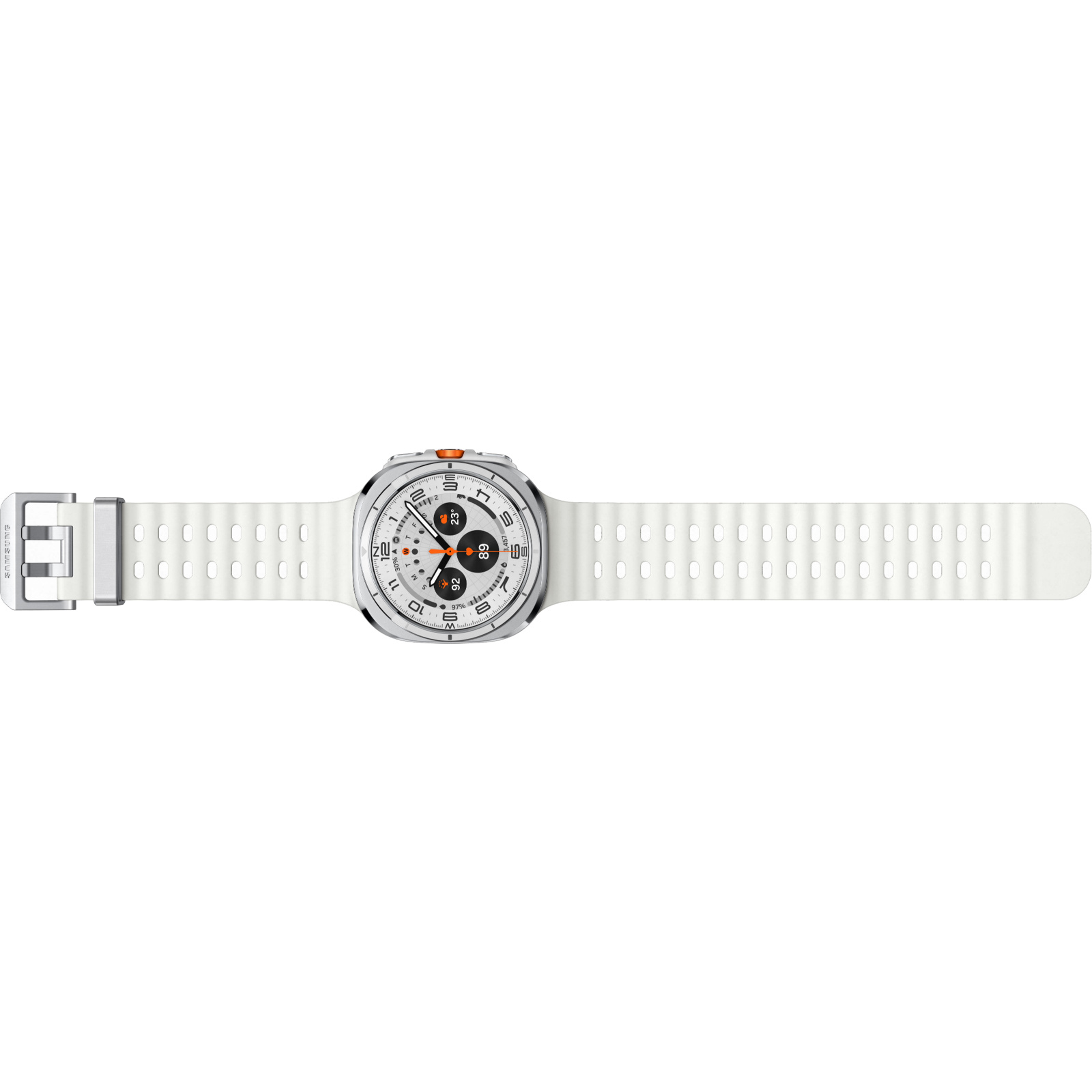 Samsung Galaxy Watch Ultra (2025) - Titanium White with White Marine Loop & Silicone Galaxy Watch Ultra Strap - Orange Combo