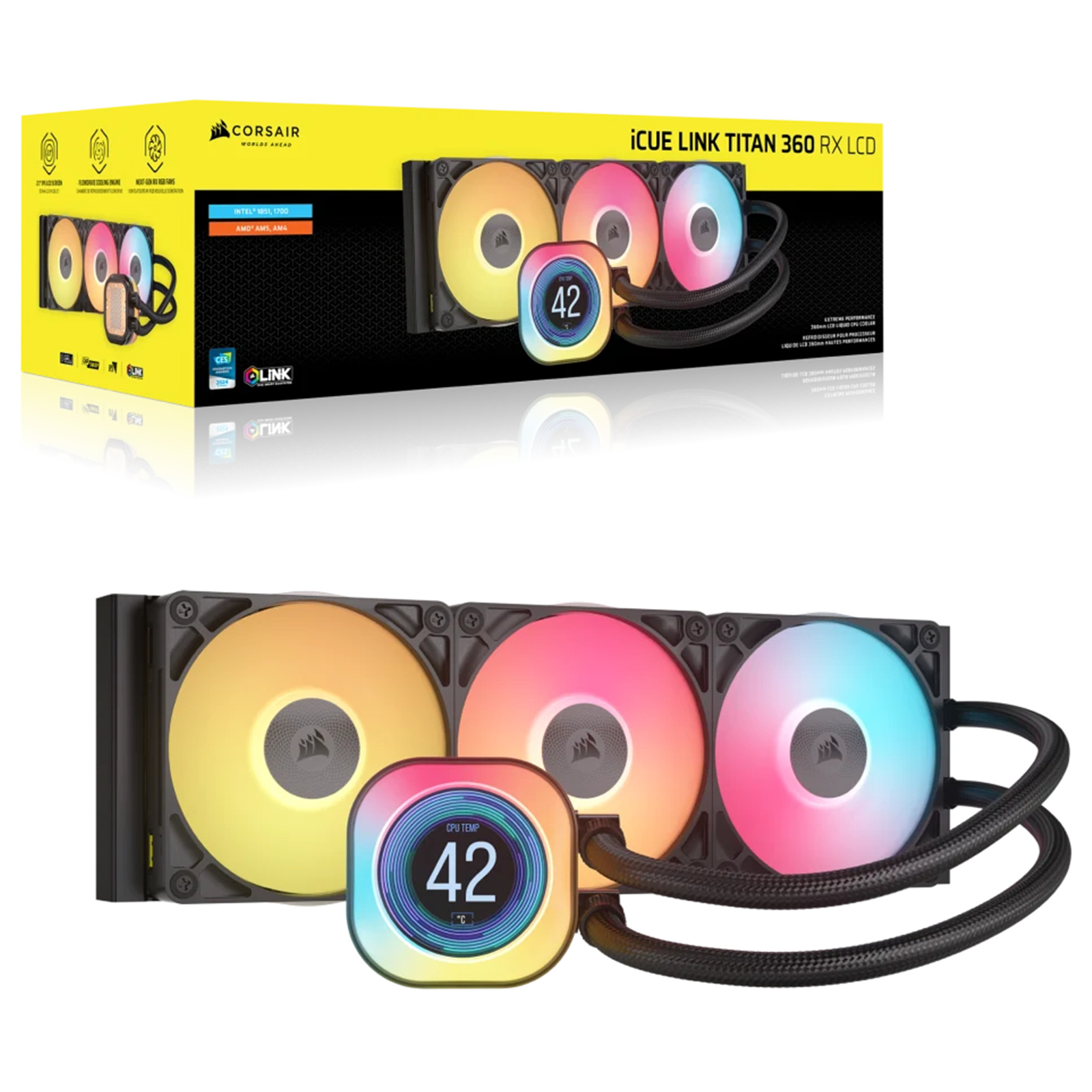 Buy the Corsair iCUE LINK TITAN 360 RX LCD Black Water