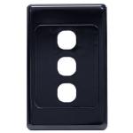 AMDEX Switch Plate ONLY. 3 Gang Wall Face Plate (Accepts Clipsal Style Mechs). Black
