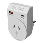 Moki Travel Adaptor Plus Outbound - AUS/NZ to Europe + PD20W Type-C & QC 3.0 USB-A-available July 2025