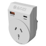 Moki Travel Adaptor Plus Outbound - AU/NZ to UK + PD20W Type-C & QC 3.0 USB-A-available July 2025