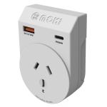 Moki Travel Adaptor Plus Outbound - AU/NZ to US + PD20W Type-C & QC 3.0 USB-A-available July 2025
