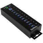 StarTech.com 10 Port USB 3.0 Hub Industrial Grade - ESD / Surge Protection - Powered & Mountable USB Expander Hub