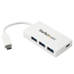 StarTech.com 4 Port USB-C Hub - White 1x USB-C & 3x USB-A Ports (SuperSpeed 5Gbps) - USB Bus Powered - Portable / Laptop USB 3.0 Adapter Hub - USB 3.1 Gen 1 / USB 3.2 Gen 1 Type-C Hub