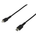 StarTech.com RUSBCLTMM2MB USB 2.0 - 480Mbps USB-C to Lightning Cable - 2m - Black Durable - Black - Heavy Duty - Rugged Aramid Fiber - USB Type C to Lightning Charger - Sync Power Cord - Apple MFi Certified - iPad - iPhone 12