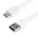 StarTech.com RUSB2AC1MW USB 2.0 - 480Mbps - 3A USB-A to USB-C Cable - 1m - White Durable - Fast Charge - Sync - USB 2.0 - Rugged TPE Jacket - Aramid Fiber - M/M - 3A - Samsung S10 - iPad Pro - Pixel