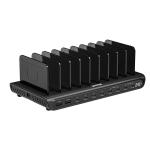 Unitek P1230C  uCharge 10-Port 240W Smart Charging Station. Supports 8x USB-A & 2x USB-C Ports for Laptops, Tablets & Mobile Charging. Adjustable Separators. LED Indicator.