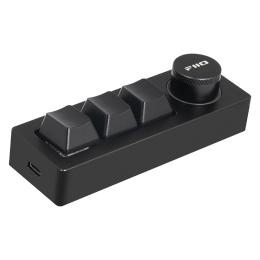 FiiO KB1K Mechanical USB Macro Keypad & Multimedia Music Remote - Black - 3x programmable media keys + volume conrtol knob - RGB lights - Dual USB-C ports - Hot-swappable Kailh BOX White switches - Mag-alloy dial