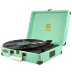 mbeat MB-TR89TBL Woodstock Retro Turntable Player - Tiffany Blue