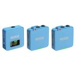 RODE Wireless GO (GEN 3) Blue Colour Editon Microphone System , 2-Person Compact Wireless System For Mobile Journalist, Videographer - Built-In Omni Mic & 3.5mm Mic Input, 2 x Mini Clip-On Transmitters/Recorders