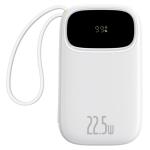 Baseus EnerFill FC31 10000mAh Digital Display Power Bank - Moon White with 2 Built-in Cables - 22.5W