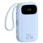 Baseus Qpow3 10000mAh 22.5W 2-Ports Digital Display Fast Charging Power Bank - Galaxy Blue Input 18W / Output 22.5W / 1x USB-C Port , 1x USB-A Port / with 2 Built-in Cables(Lightning & USB-C)