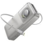 Baseus Free2Pull 20000mAh 65W 1-Port Power Bank with Retractable USB-C Cable - Lunar Gray Input 65W / Output 65W / 1x USB-C Port / with 1 Built-in Retractable Cables(USB-C)