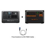 Bluetti EB70 Bundle with B80P and Free Aviation to DC7909 Cable Capacity 1522wh in total, 1000w Max, 10 Outputs for Charging multiple Devices at once, 200W Solar Input, 430W Max Fast dual Charging (solar+ac)