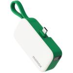 Momax 5000mAh 20W PD Fast Charging Mini Power Bank - Green Built-in USB-C Charging Cable - Portable & Lightweight - Fast Charging Apple iPhone & Samsung Smart Phone - Charge up to 3 Devices Simultaneously