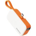 Momax 5000mAh 20W PD Fast Charging Mini Power Bank - Orange Built-in USB-C Charging Cable - Portable & Lightweight - Fast Charging Apple iPhone & Samsung Smart Phone - Charge up to 3 Devices Simultaneously