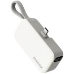 Momax 5000mAh 20W PD Fast Charging Mini Power Bank - White Built-in USB-C Charging Cable - Portable & Lightweight - Fast Charging Apple iPhone & Samsung Smart Phone - Charge up to 3 Devices Simultaneously