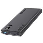 Promate BOLT-10PD.BLK 10000mAh Super Slim Smart Charging Power Bank with 20W Dual USB-C & 1x 22.5W USB-A QC 3.0 Port - LCD Battery Display - Compatible with All Smart Phones & Tablets - Automatic Voltage Regulation