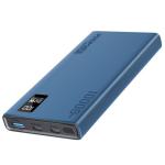 Promate BOLT-10PD.BL 10000mAh Super Slim Smart Charging Power Bank - Blue 20W Dual USB-C & 1x 22.5W USB-A QC 3.0 Port - LCD Battery Display - Compatible with All Smart Phones & Tablets - Automatic Voltage Regulation