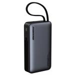 RockRose Powerlink G65 20000mAh 65W PD Quick Charge Power Bank - Space Grey - With Built-in USB-C & Lightning Cables