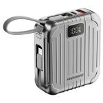 RockRose Ridge Granite 10000mAh Suitcase Design Life Style Powerbank - Silver -  With Built-in USB-C & Lightning 20W Quick Charge Cables