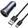 Baseus Golden Contactor Pro 40W Dual Quick Car Charger with USB-A to USB-C Cable - Dark Gray Simple WiringUSB for Type-C 5A 1.0m