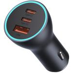 Baseus Golden Contactor Pro 65W Triple Fast Charging Car Charger - Dark Gray 1x USB-A - 2x USB-C