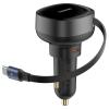 Baseus Enjoyment Pro 60W USB-C Car Charger with Retractable USB-C Cable - Cluster Black