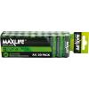 Maxlife BATAA-A AA Alkaline Battery 20 Pack Long Lasting Alkaline Formula - Designed For Everyday and High Drainage Devices - Long Shelf Life - No Mercury or Cadmium