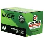 Maxlife BATAA-A24 AA ALKALINE 24 PACK   NEW