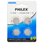 PHILEX PCR-2032-4B CR2032 3V Lithium Button Cell 4BP