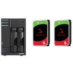 Asustor Lockerstor 2 Gen 2 AS6702T 2-Bay NAS with 2x 8TB NAS HDD Bundle