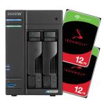 Asustor Lockerstor 2 Gen 2 AS6702T 2-Bay NAS With 2x 12TB NAS HDD Bundle