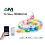 AM NewTechnologies WiFi TUYA SMART 2M RGB LED Strip with Remote Controller 30 LEDs/m,120 degrees Beam angle,Cuttable every 6 LEDs