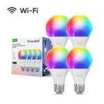 Nanoleaf Essentials Matter LED RGB Smart Light Bulb E27 (4 Pack), maximum luminous flux of 851lm, RGB, Colour adjustable and Dimmable Remote Control Enabled - 2 Years Warranty