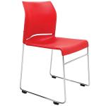 BURO ENVY STACKING CHAIR RED REFLECTICE  SILVER (MOQ = 4)