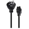 Alogic MF-AUS3PC5-02 AUS 3-Pin to IEC C5 Cable - 2m - Black Clover Shaped - 10A SAA Approved - Supports Notebooks / Tape Drives / PoE