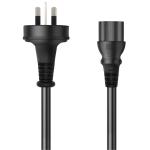 Cruxtec 10A 3Pin Plug to IEC-C13 Power Cable - 2m - Black - 1.0mm Copper Core , SAA Approved