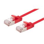 Dynamix PLSSR-C6A-0.25 Cat6A RJ45 Patch Lead - 25cm - Red S/FTP - Shielded - 10G - 34AWG - Ultra-Slim - Gold Plated - PoE 802.3af