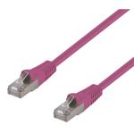 Dynamix PLPN-AUGS-0 Cat6A RJ45 Patch Lead - 50cm - Pink S/FTP - Shielded - 10G - 26AWG - 500MHz - Slimline - Gold Plated - LSZH