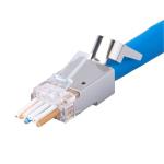 Dynamix RJ-45PTC6AS-50J Cat6A RJ45 Connector - 50pc STP - External Ground - Push Through - 3 Prong - 50u Gold - Max 1.35mm Conductor