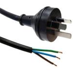 Dynamix C-PB3C75-2 3 Core 0.75mm 3 Pin Plug to Bare End Cable - 2m - Black SAA Approved