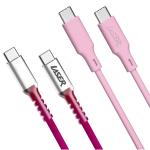 Laser CB-UC1RP3-174 USB-C to USB-C 1m TwinPack Cables Rainbow/Pink